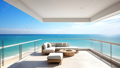 3D design for the balcony of a large, beautiful and contemporary beach house  © Claudio