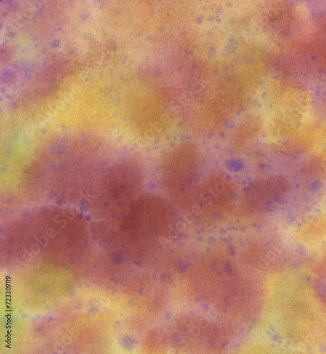 abstract watercolor background, colorful spots of red orange and purple paint