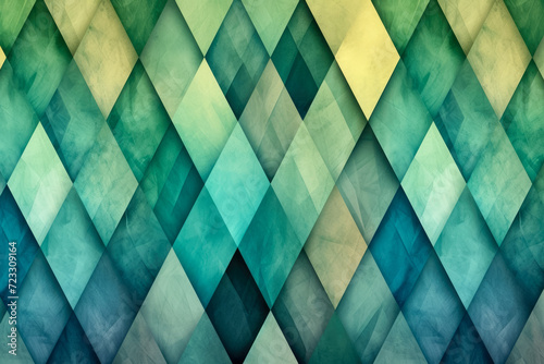 Create a pattern of diamonds with a gradient of green and blue colors