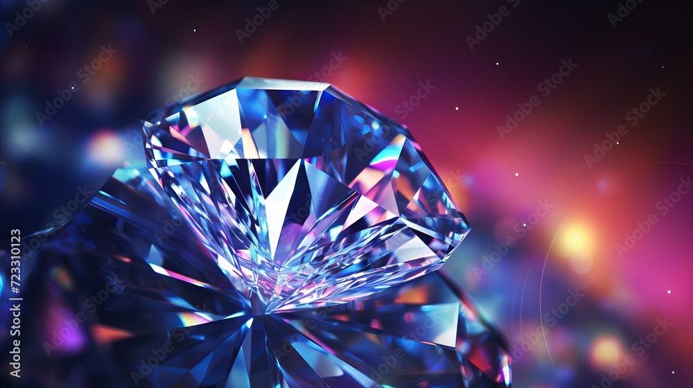 Diamond closeup refractions with dispersion. 3d illustration. Diamond closeup refractions with dispersion. 3d illustration.
