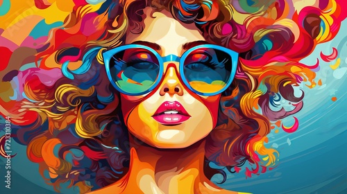 Digital art illustration of colorful woman ai generated art
