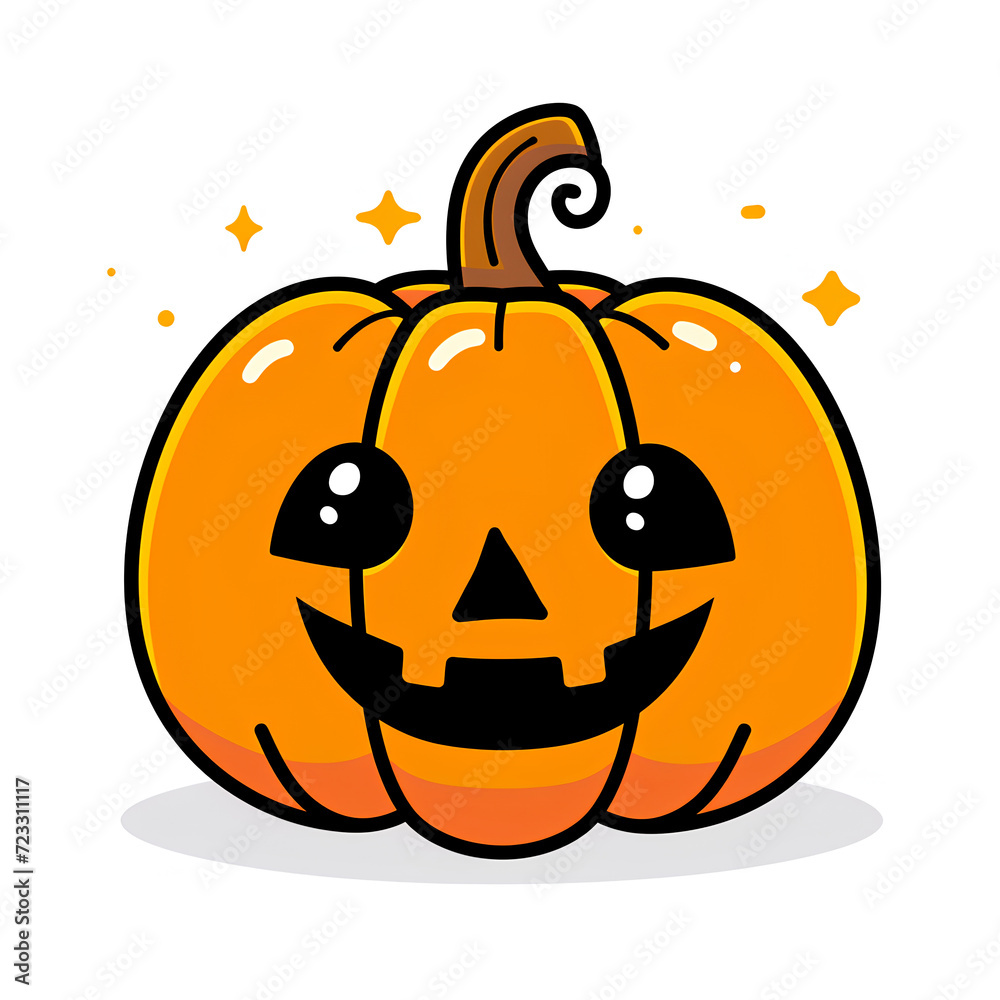Halloween Jack O' Lantern pumpkin isolated on white background, spooky face, and a carved design, symbolizing the dark celebration of October, horror, and the festive spirit of Hal - obrazy, fototapety, plakaty 