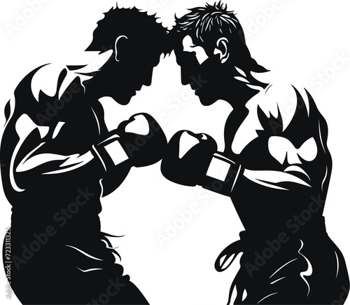 Boxers in Combat Vector Silhouette