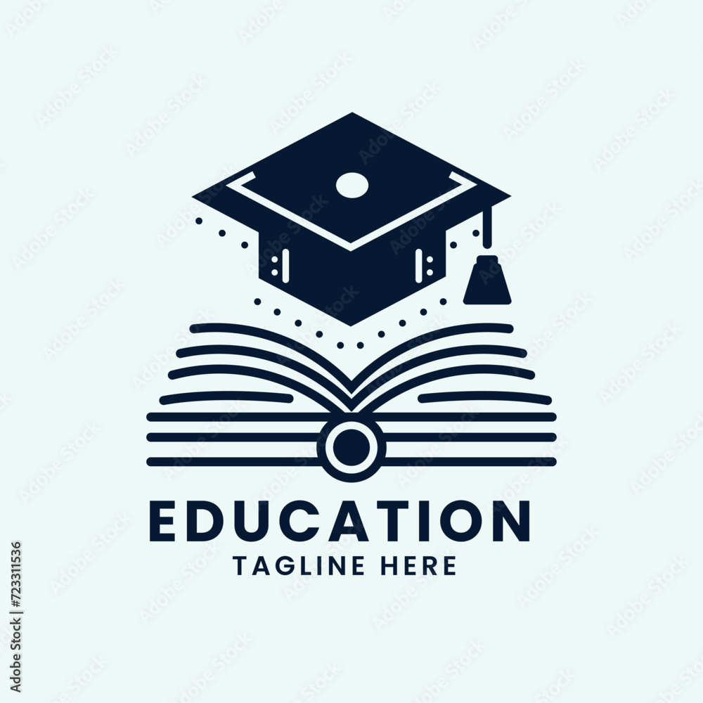 School college university concept book education logo design vector
