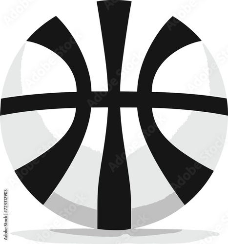 Stylized Basketball and Hoop Vector Concept