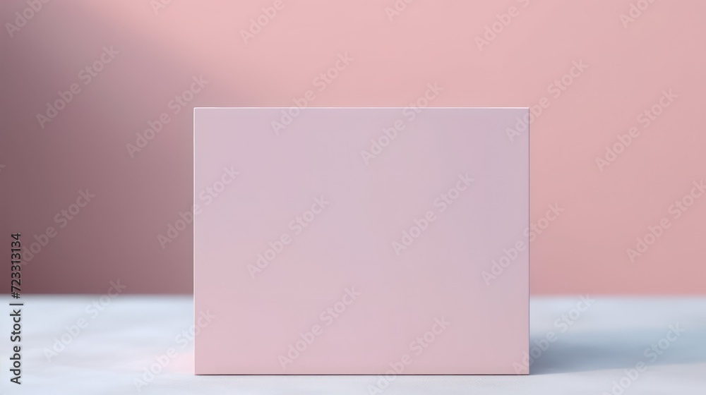 Mockup of blank white square box on pink background Mockup of blank white square box on pink background