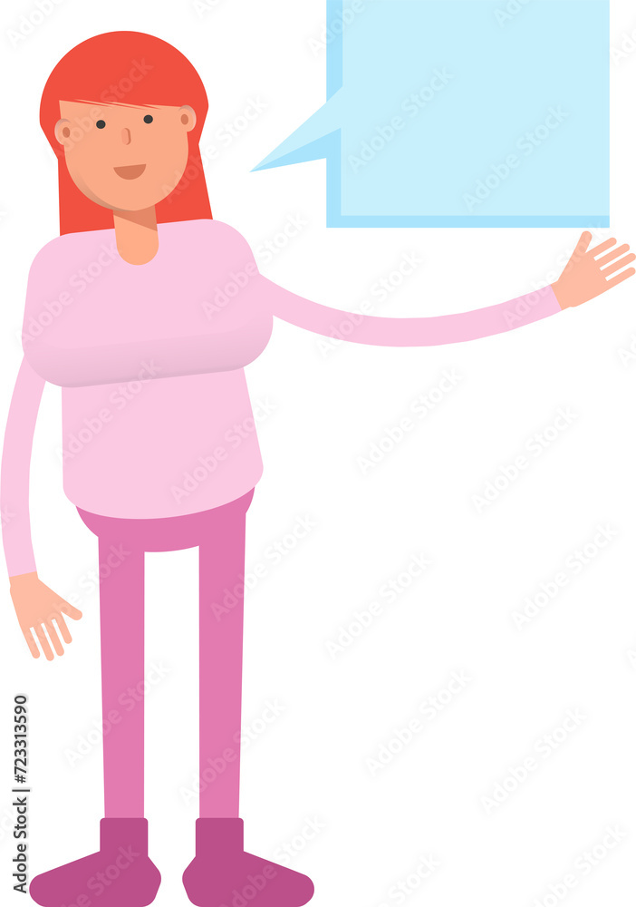 Woman Character and Speech Bubble

