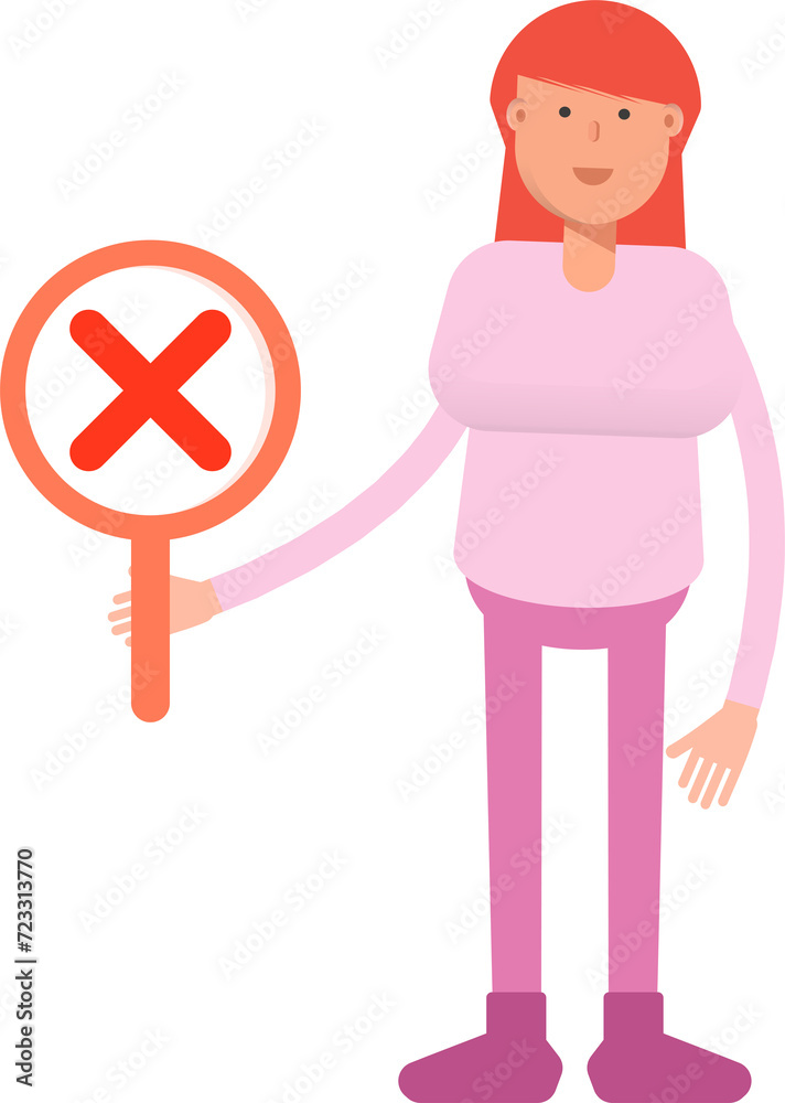 Woman Character Showing Wrong Mark
