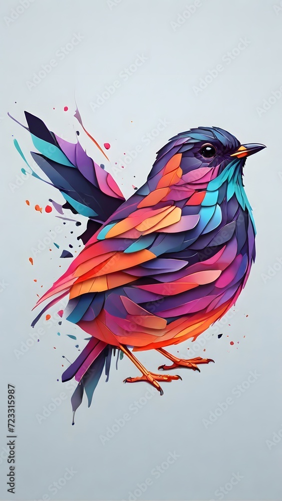 Obraz premium bird of paradise, multicolor bird,, white background, ai generated