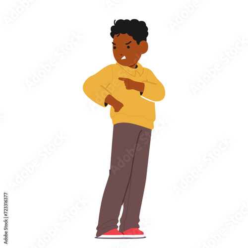 Fuming Black Youngster Boy, Eyes Ablaze With Indignation, Express Offended Feelings Through Sharp Words