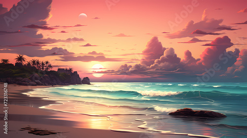 Panoramic natural landscape of beautiful beach © ma