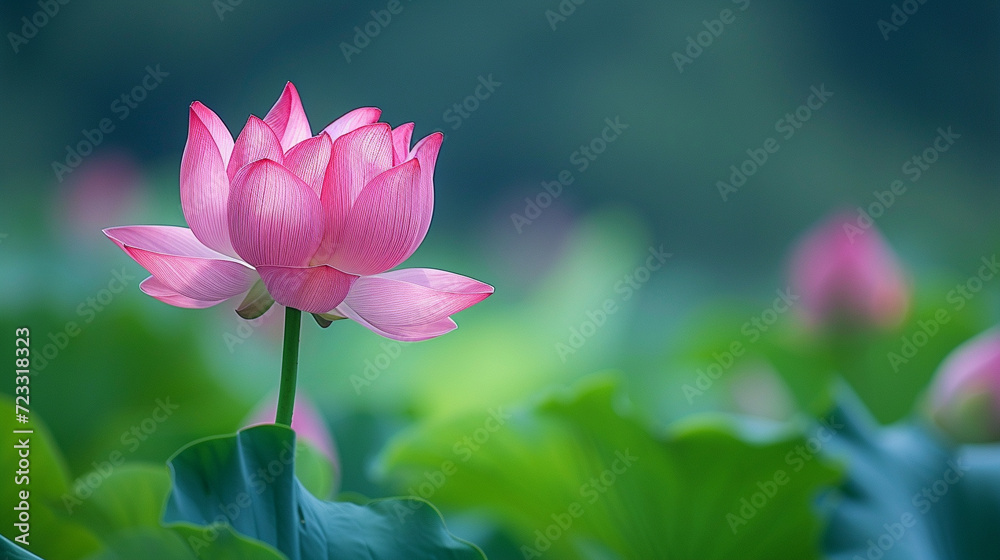 Fototapeta premium Lotus Flowers Blooming in Lotus Pond.