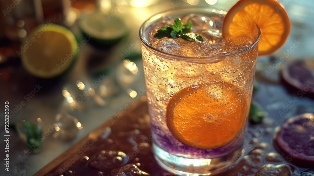 a close up of a glass of water with a slice of orange on the rim and a slice of lime on the rim of the glass with water on the rim. a close up of a glass of water with a slice of orange on the rim and a slice of lime on the rim of the glass with water on the rim.