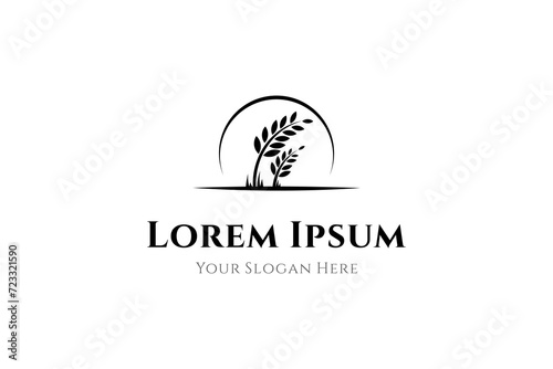 Farm wheat silhouette vector icon illustration logo design on white background