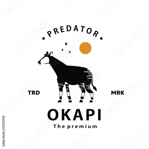 vintage retro hipster okapi logo vector outline silhouette art icon photo