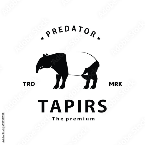 vintage retro hipster tapirs logo vector outline silhouette art icon
