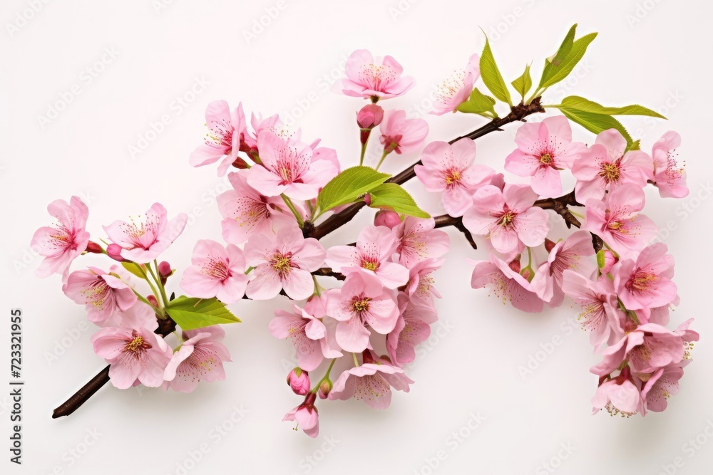 Obraz premium Cherry blossom branches on white background
