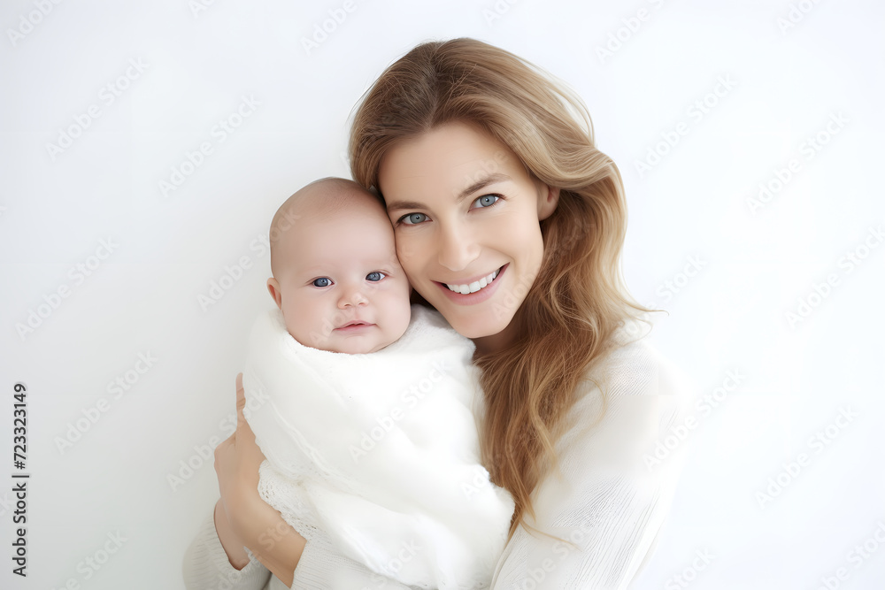 Mother and Baby Smiling Together. Generative AI Mother and Baby Smiling Together. Generative AI