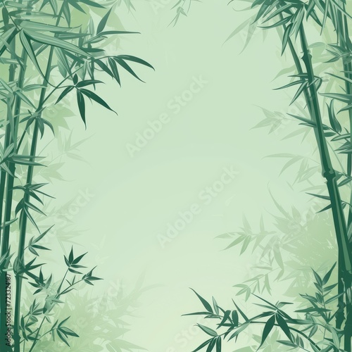  a green background with bamboo trees in the foreground and a light green sky in the backgrounnd of the image is a green background with bamboo trees in the foreground.