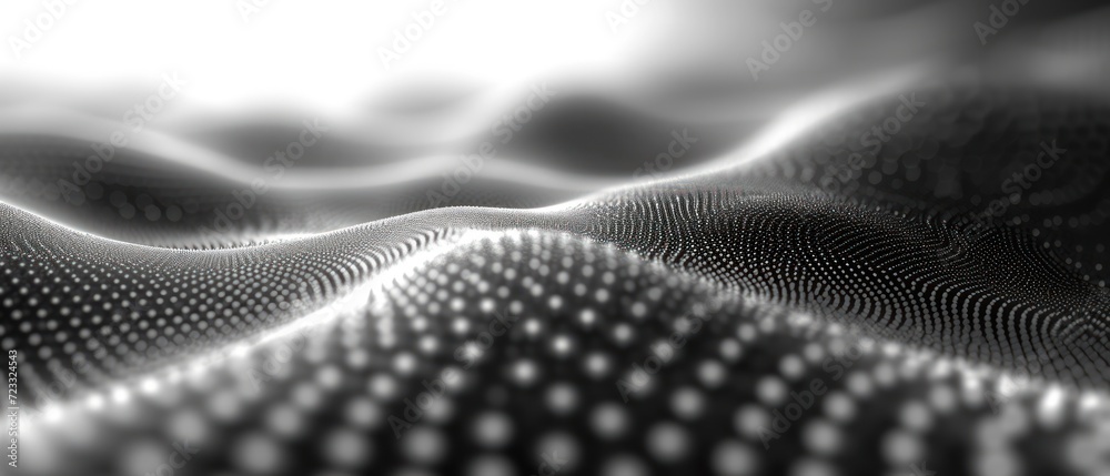 a black and white photo of a wavy surface with light coming from the top of the image and a blurry image of the bottom part of the image to the bottom of the image. a black and white photo of a wavy surface with light coming from the top of the image and a blurry image of the bottom part of the image to the bottom of the image.