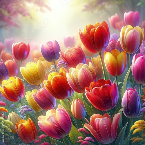 Radiant Tulips: Soft Focus Spring Beauty #723325196