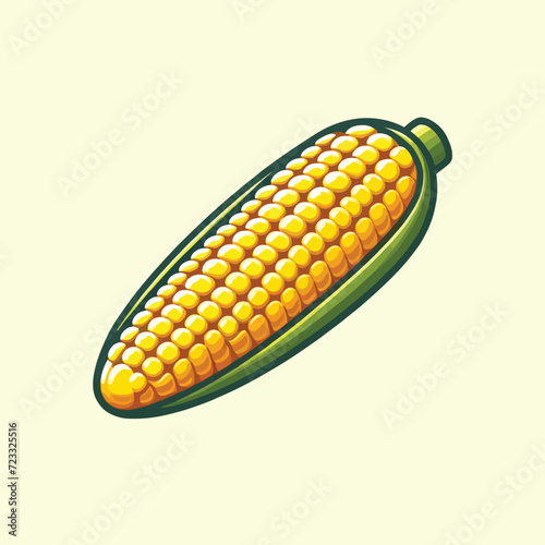 Corn Cob Flat Vector Illustration