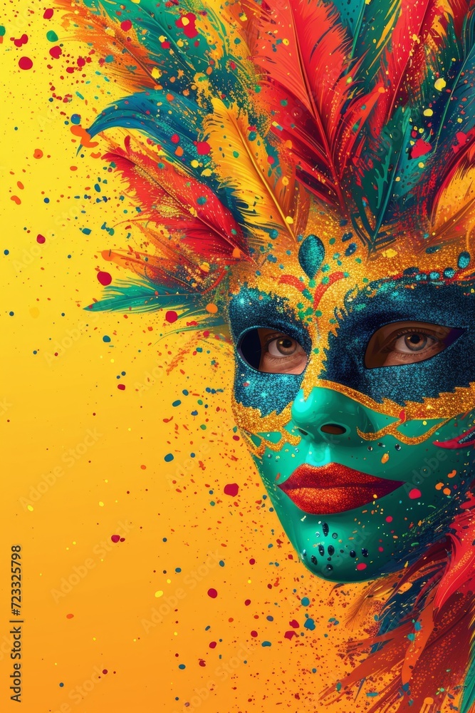 Beautiful bright modern poster for advertising the Brazilian carnival with plenty of space for text