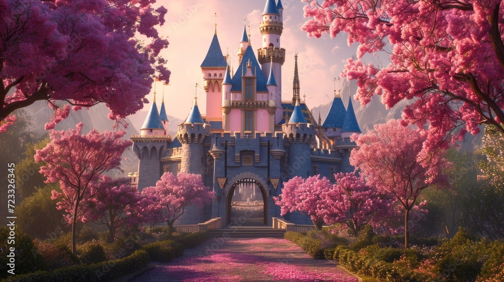 Obraz premium Beautiful pink princess castle