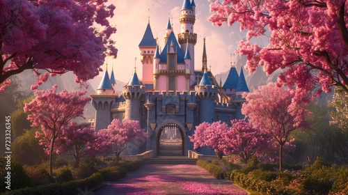 Beautiful pink princess castle © olegganko