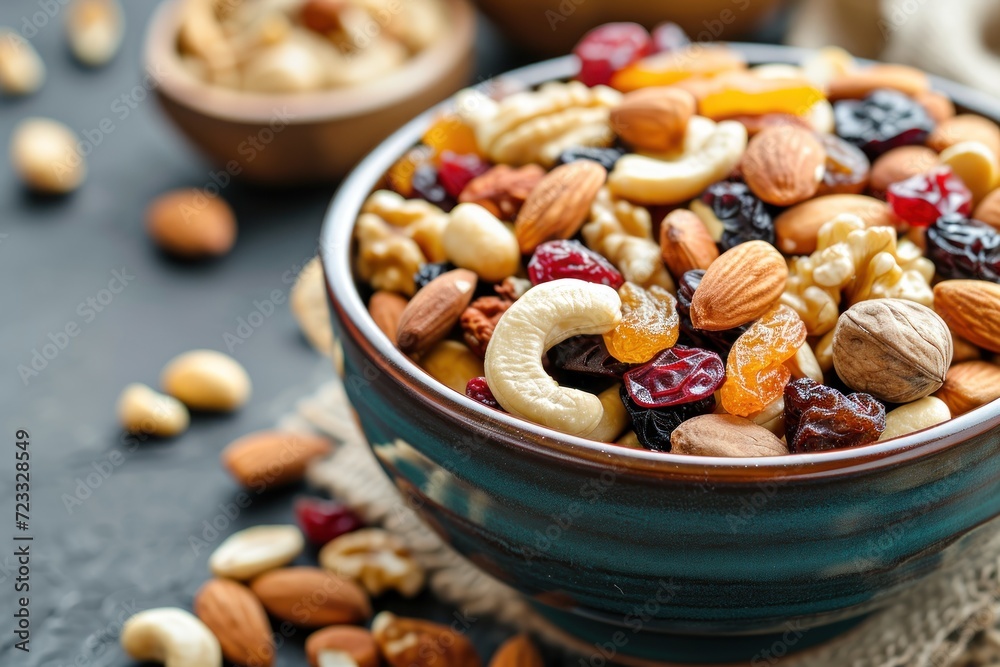 Nutritious mix of nuts and dried fruit