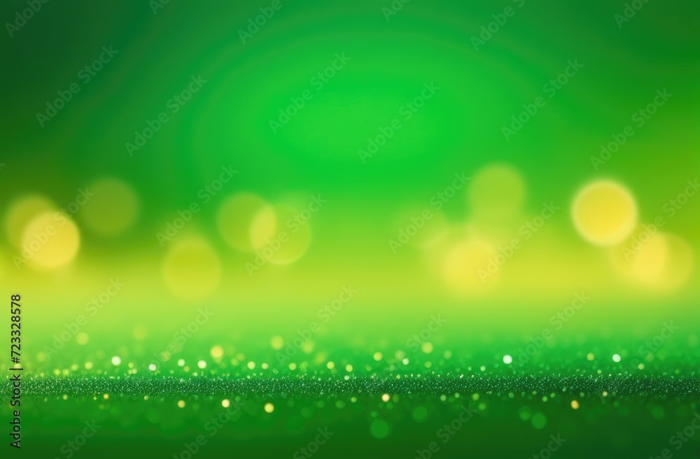 Obraz premium St. Patrick's Day, abstract green background, bokeh effect, golden glow, place for text, flicker