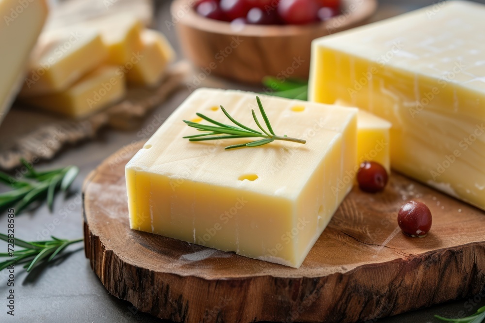 Old cheddar cheese from Turkey on a wooden board Dairy close up Old cheddar cheese from Turkey on a wooden board Dairy close up