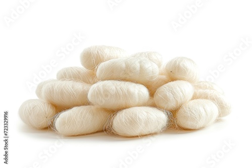 Silkworm cocoons naturally beautiful on white background