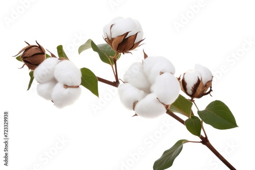 Single cotton flower on white background