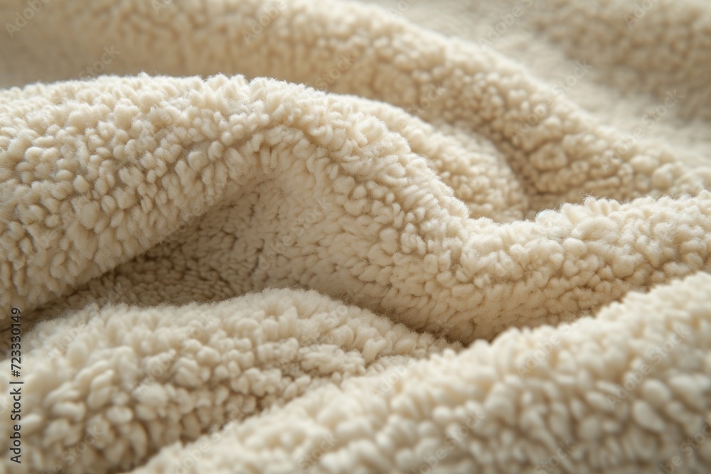 Soft beige wool fabric with a cuddly texture for furniture inspired by the Sherpa aesthetic Soft beige wool fabric with a cuddly texture for furniture inspired by the Sherpa aesthetic