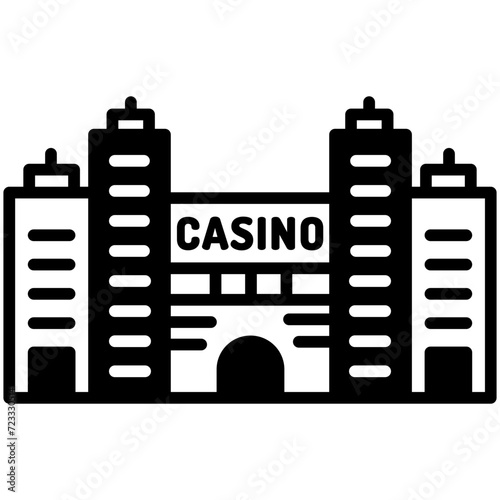 Casino Hotel glyph and line vector illustration