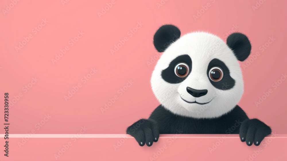 Cute Cartoon panda Banner with Room for Copy Cute Cartoon panda Banner with Room for Copy