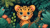 Cute Cartoon leopard Banner