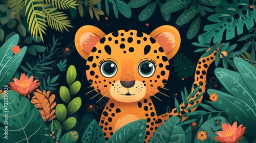 Cute Cartoon leopard Banner