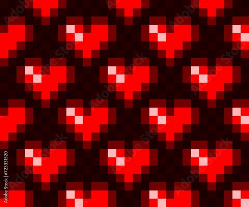 The seamless red background with hearts.