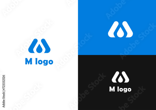 M water drop logo design concept