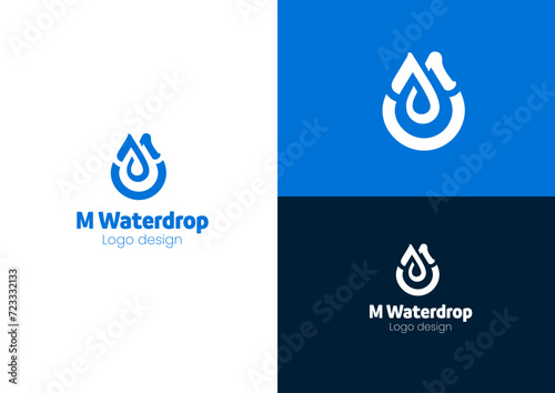 M waterdrop logo design concept