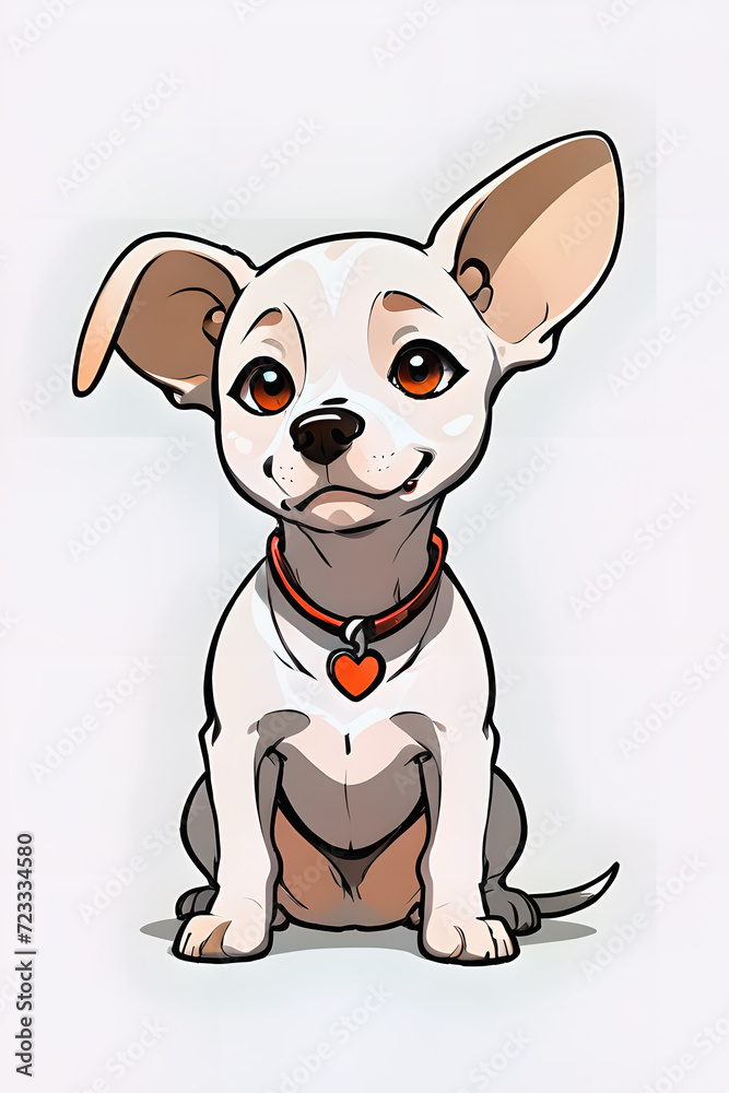 Fototapeta premium Cartoon drawing of a puppy on a white background.