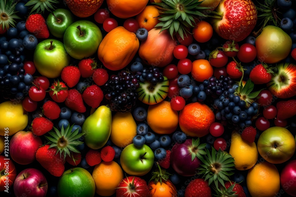 A Dazzling Array of Fresh Fruits and Vibrant Vegetables, Meticulously Cultivated and Artfully Arranged