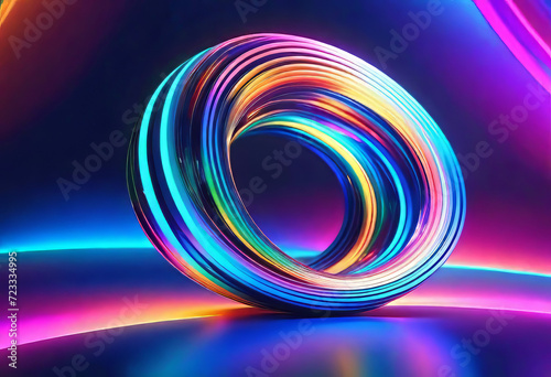 Abstract backgrounds with smooth shapes, glowing in the ultraviolet spectrum with blur, winding neon lines on a colorful background, 3D rendering,