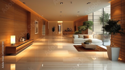 Striped gypsum panels in a modern interior