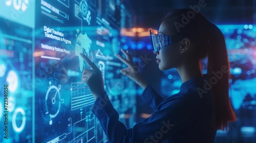 A corporate leader oversees the implementation of AI-driven technologies across departments photo