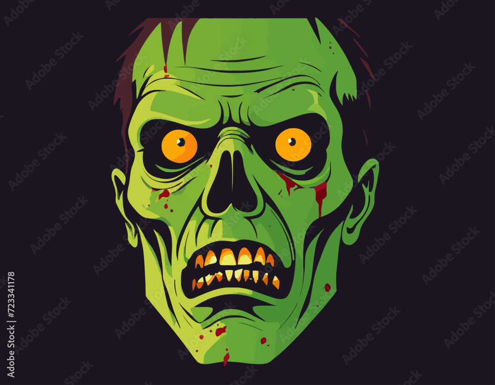 Zombie head illustration on a zombie theme Zombie head illustration on a zombie theme