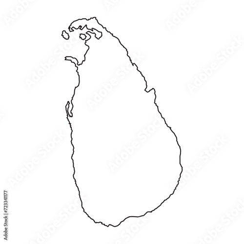 Sri Lanka map on white background vector, Sri Lanka Map Outline Shape Black on White Vector Illustration, High detailed black illustration map -Sri Lanka. eps 10.