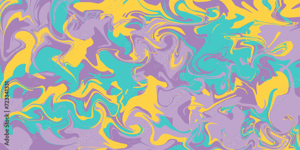 Abstract style chaotic wavy yellow, violet, blue design - background. Hand drawn multicolored vector illustration for cards, business, banners, wallpaper, textile, wrapping	